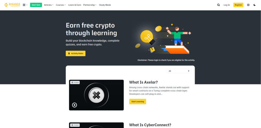 Earning with binance learn to earn.